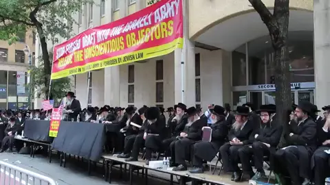 Thousands of Orthodox Jews rally Yesterday outside the Israeli consulate in New York, condemning the Zionist regime’s escalating persecution of Torah Jews. We protest the forced military draft of boys and girls into the heretical IDF, the violent nightly raids and arrests of draft-refusers, and the shameful desecration of the ancient Jewish cemetery in Yehud. Jews worldwide demand urgent intervention by international leaders to stop these crimes against faith and heritage. Source @VOJews @authenttorahjew @TorahJudaism