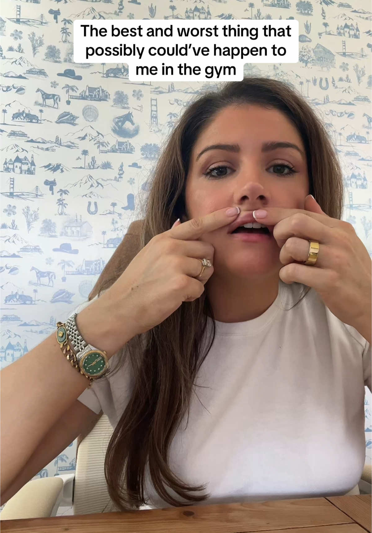 Need lip filler asap but really though thank the good Lord that it landed where it did and not on my eye, nose, cheek, literally anywhere else.  #lipfiller #gymfail #weddingplanning #2026bride 