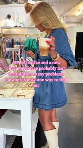 Can’t blame a girl for trying! #fyp #shopping #charmnecklace #icedcoffee #treatyourself 