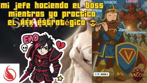 Mi jefe haciendo el boss mientras yo practico el AFK estratégico 😎