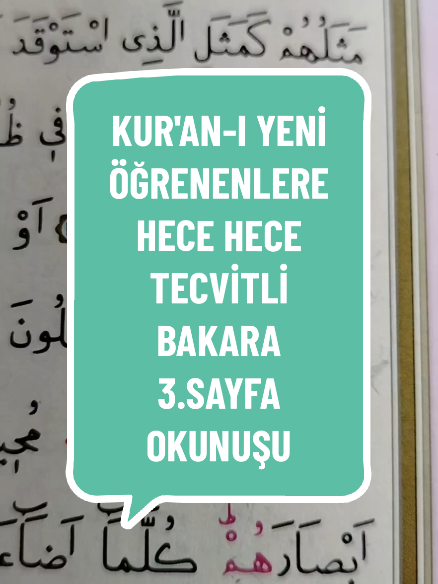 KUR'AN-I YENİ ÖĞRENENLERE HECE HECE TECVİTLİ BAKARA SURESİ 3.SAYFA OKUNUŞU #quran #kuranıkerim #quran_alkarim #kuran #KEŞFET 