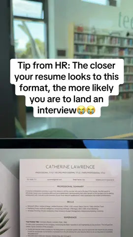 Tip from HR: The closer your resume looks to this format, the more likely you are to land an interview😭 #resumetemplate #resumetipsandtrick #resumeformat #careerloop 