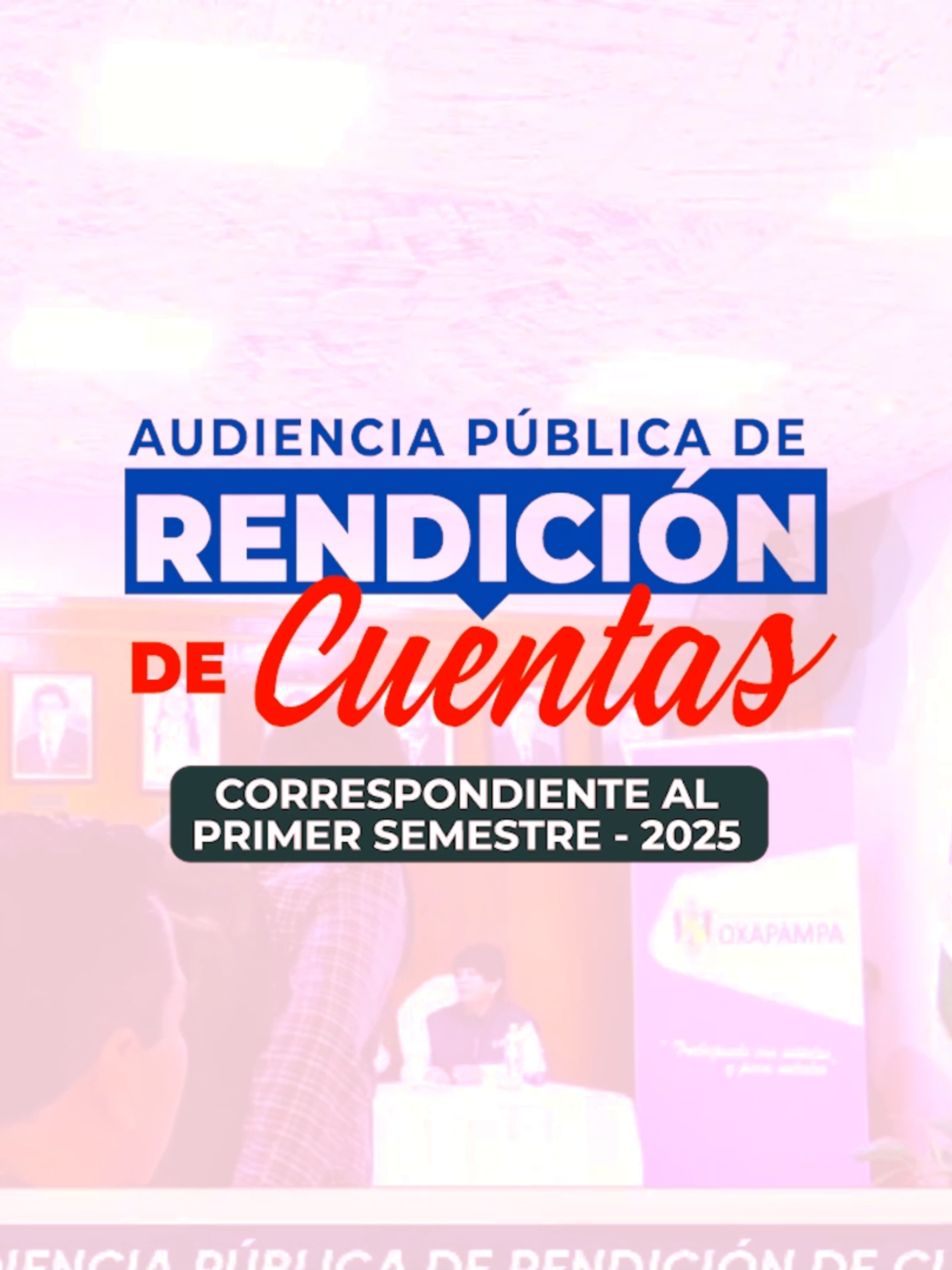 📢 ¡Atención, Oxapampa! 📢  La Municipalidad Provincial de Oxapampa los invitan cordialmente a participar en la Audiencia Pública de Rendición de Cuentas correspondiente al primer semestre - 2025.  🔍 En este evento, se presentará un informe detallado sobre: Obras ejecutadas, Avances de proyectos, Actividades realizadas en beneficio de nuestra comunidad. 🗓 Fecha: Viernes 26 de setiembre 🕘 Hora: 09:00 AM 📍 Lugar: Auditorio Municipal  👉 ¡Tu participación es clave para seguir construyendo el futuro de Oxapampa! #Oxapampa #RendiciónDeCuentas #MunicipalidadOxapampa #ComunidadUnida