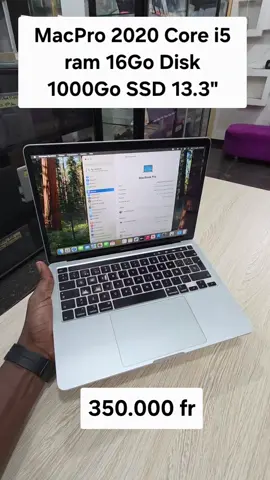 MacBook Pro (13 pouces, 2020, quatre ports Thunderbolt 3) 16Go ram 1Too SSD 13.3