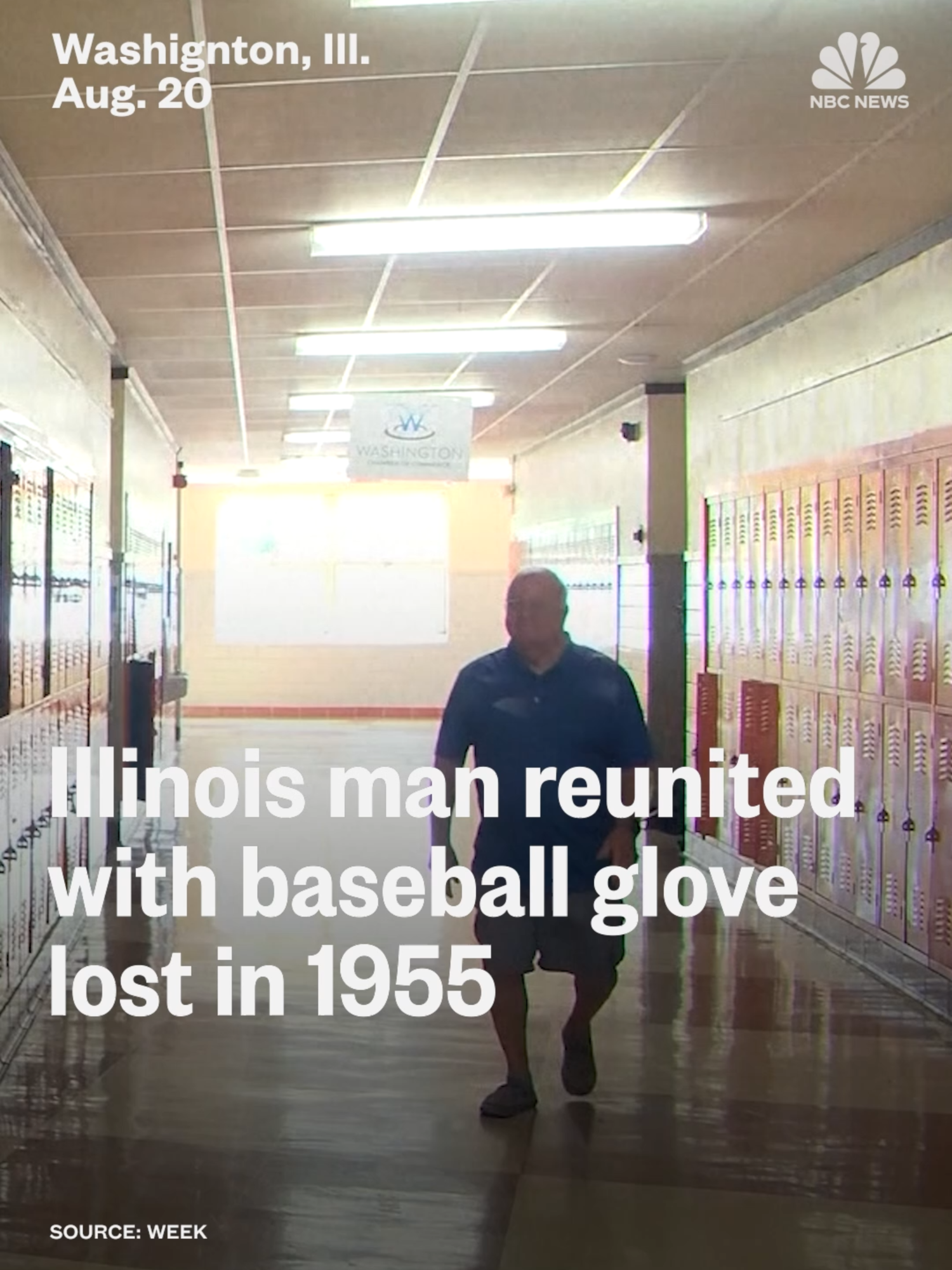 After 70 years Steve Roosevelt, 83, from #Illinois was reunited with the #baseball glove that he hid in a wall in his school back in 1955.