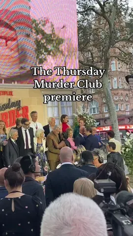 steven spielberg reunited with the cast of the thursday murder club at the london premiere - such a surreal moment to see all these incredible actors in one place #thethursdaymurderclub #netflix #film #stevenspielberg #fyp 