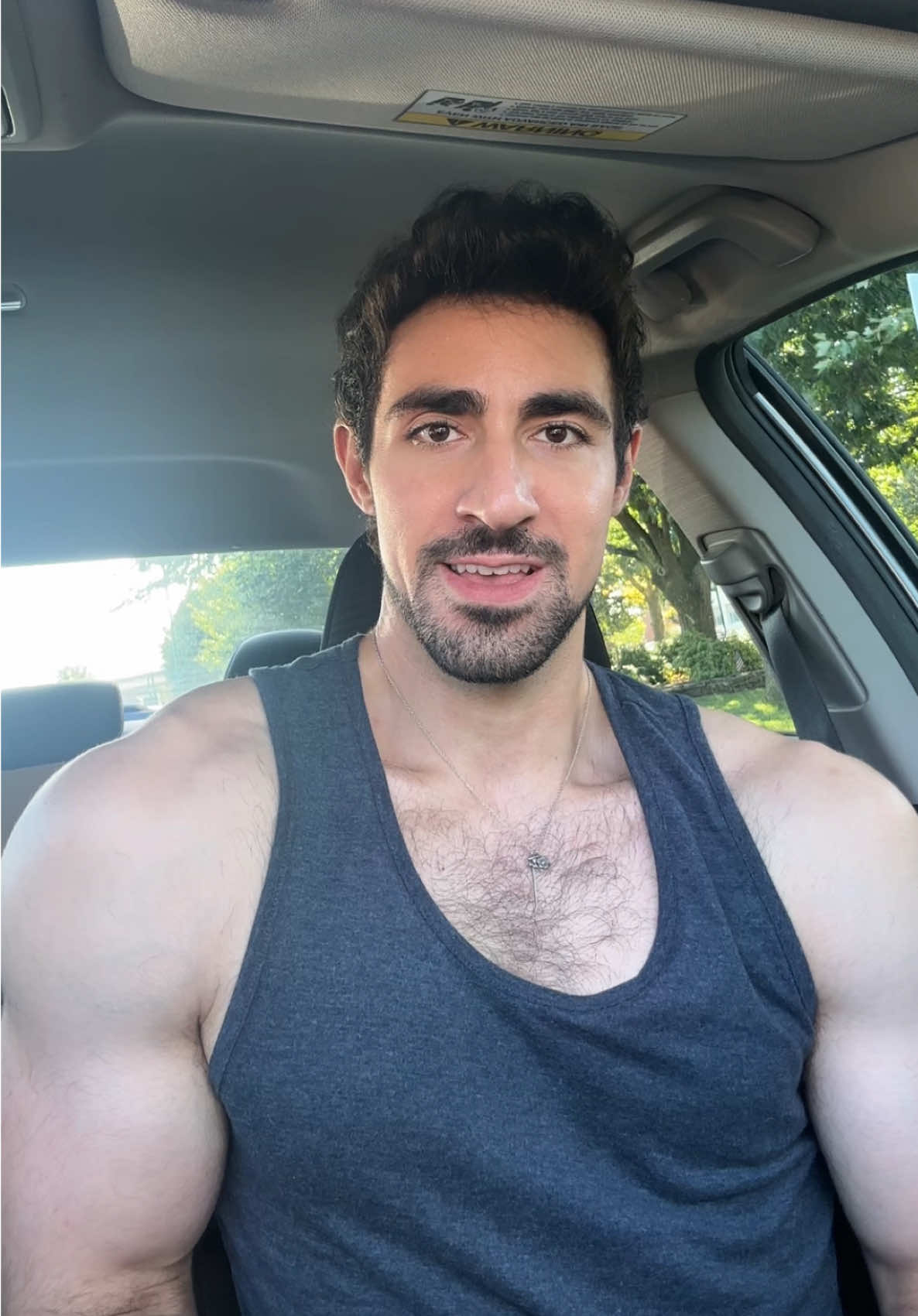 I have to take what I can get, right? 😅 #tanktop #biceps #arms #bigarms #bigshoulders 