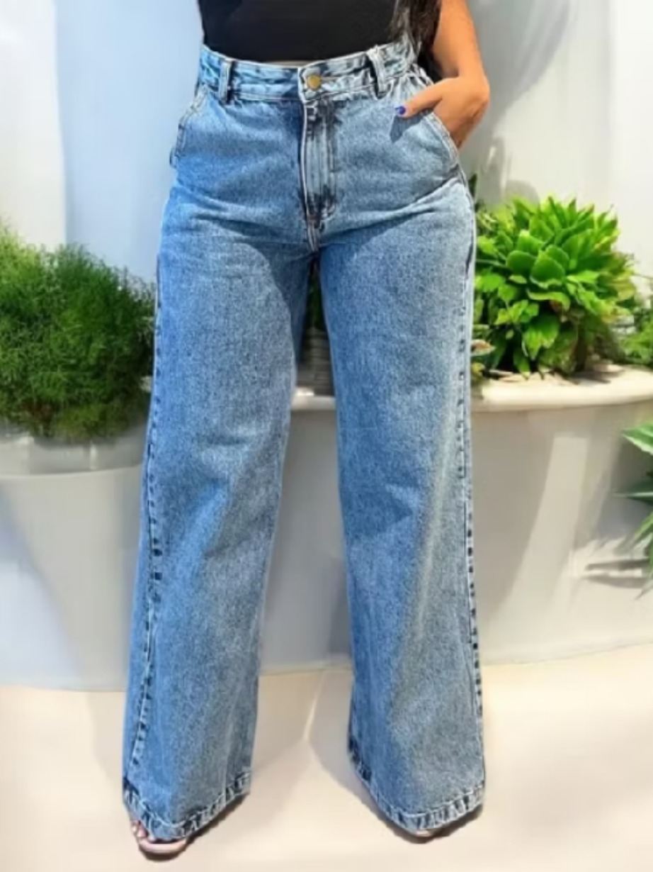 Calça Wide Leg Jeans Feminina Marmorizada Cintura Alta 100% Algodão Premium por R$64,89. ID - ABX-FLC-WTC #girls #moda #mulher #shopee #fy 