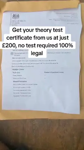 Get your theory test certificate done with us at just £200, you get your certicate within 2 days #ukdriverlicense #uklicence #theorytest #testdrive #goviral 