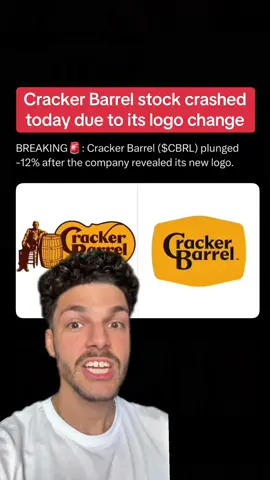 Cracker Barrel stock crashed today due to its logo change #breakingnews #stockmarket #stocktok #stockmarketnews #crackerbarrel 