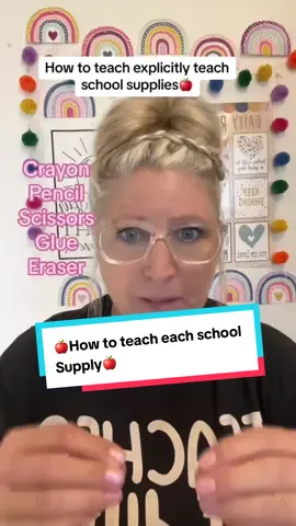 Series of five videos in order to teach school supplies starting with the crayon stay tuned! #teacher #prek #kindergarten #schoolsupplies #teachersoftiktok 