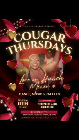 Our first Cougar/Cub meetup is coming soon! Click the link to subscribe to this page for free entry to the event and to join our Discord 😺 #callmecougar #dmv #dmvevents #washingtondc 