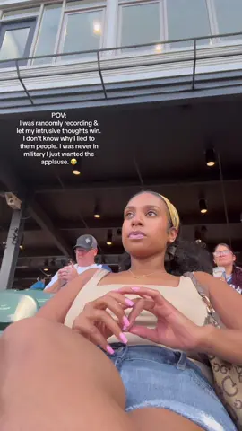 You can see the EXACT moment I remembered I had free will  & just started doing stuff lmao. 🫡🇺🇸🦅😂 #freewill #20somethings #baseball #baseballgame #atlanta #nyc #jersey #texas #houston #sanantonio #corpuschristi #blackgirl #d9 #deltasigmatheta #hooksgame #whataburger 