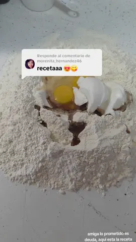 Respuesta a @morenita_hernandez46  4 tazas de harina  2 huevos  1/2 taza de azucar  1/2 taza de marteca vegetal o mantequilla  1 cucharita de vanilla una pizca de sal  2 cucharitas de levadura  PARA LA COSTRA  1 taza de azucar glass  1 taza de manteca  1 taza de Harina  3 cucharitas de cocoa 