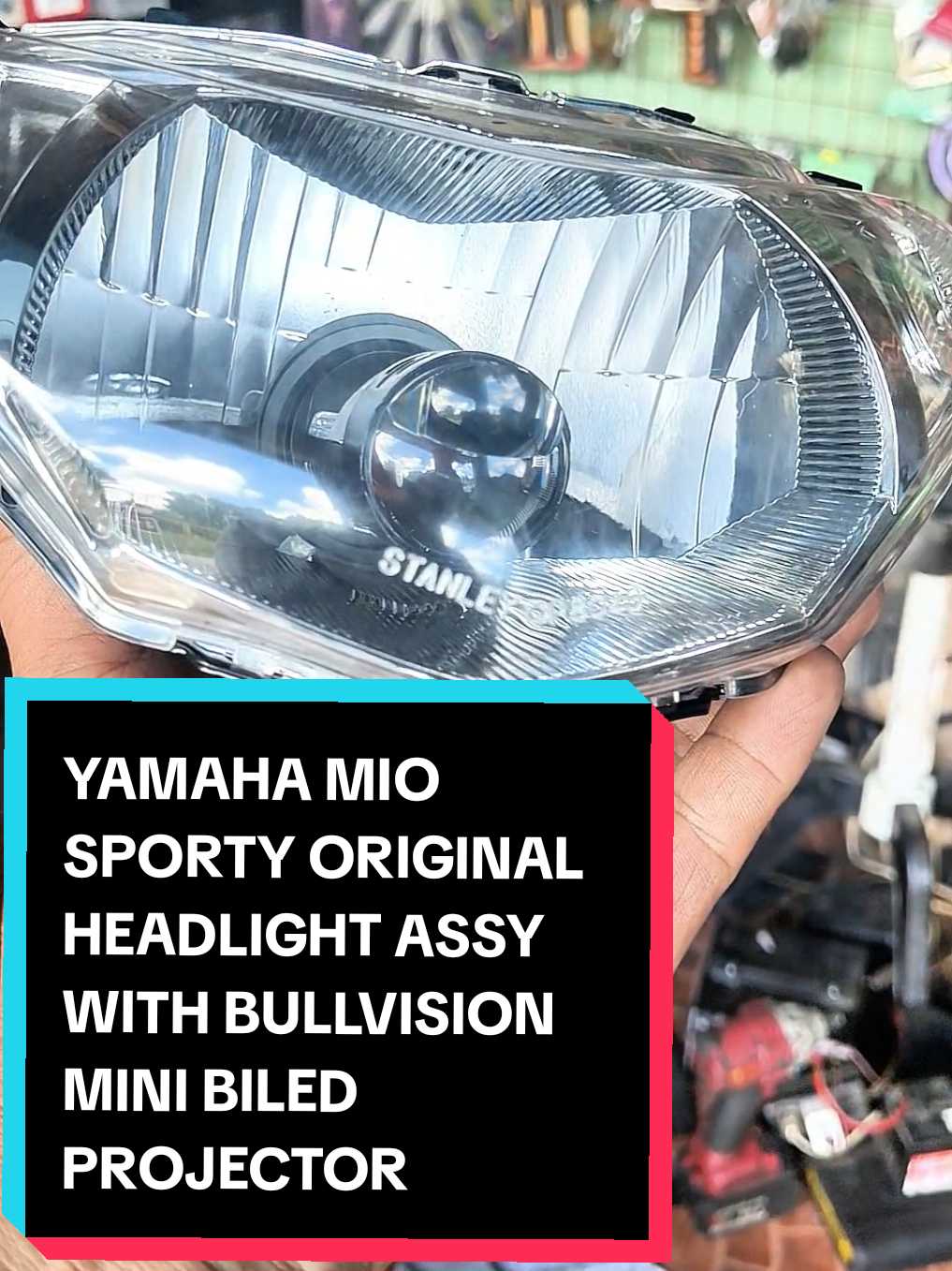 MADE TO ORDER HEADLIGHT ASSY FOR MIO SPORTY BULLVISION MINI BILED PROJECTOR #creatorsearchinsight #convertion #minibiled #motorcycleaccessories #miosporty 