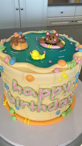 Jello Pool Party Cake! ☀️🦩 #cake #cakedecorating #poolparty #fyp
