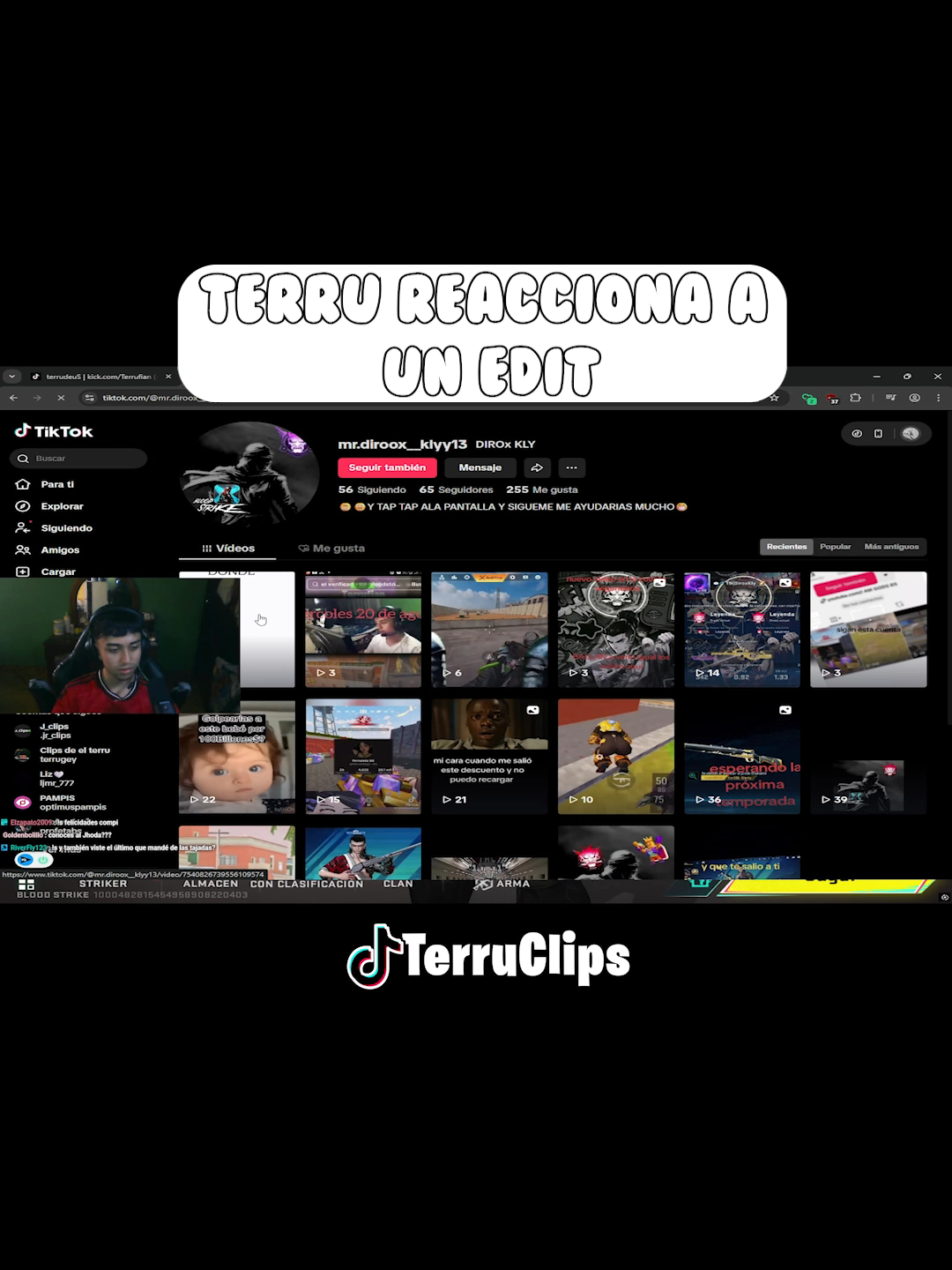 Terru reacciona a un edit #bloodstrike #bloodstrikeclips #terru #kick