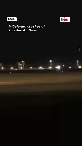 22 Aug 2025: An F/A-18D Hornet aircraft belonging to the Royal Malaysian Air Force (RMAF) crashed at the Sultan Haji Ahmad Shah Airport runway in Kuantan at 9.05pm on Thursday (Aug 21). According to a statement released by RMAF, the incident reported occurred during a night flight training exercise. Click the link in bio @theSundaily to read the full story #theSunMY #localnews