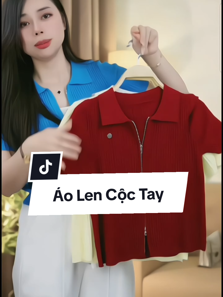 Áo len cổ bẻ kéo khoá 2 đầu  #aolennu #aolencoctay 
