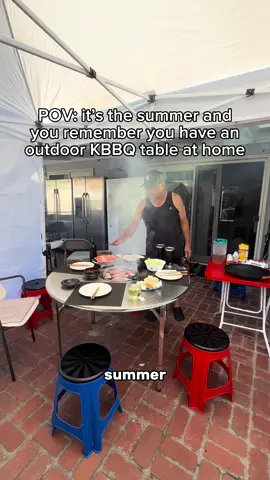 The sun is out so it’s at home KBBQ time~ ☀️🥩 Table from @KBBQBROS  #kbbq #athomekbbq #koreandad #koreanfamily #koreanfood 