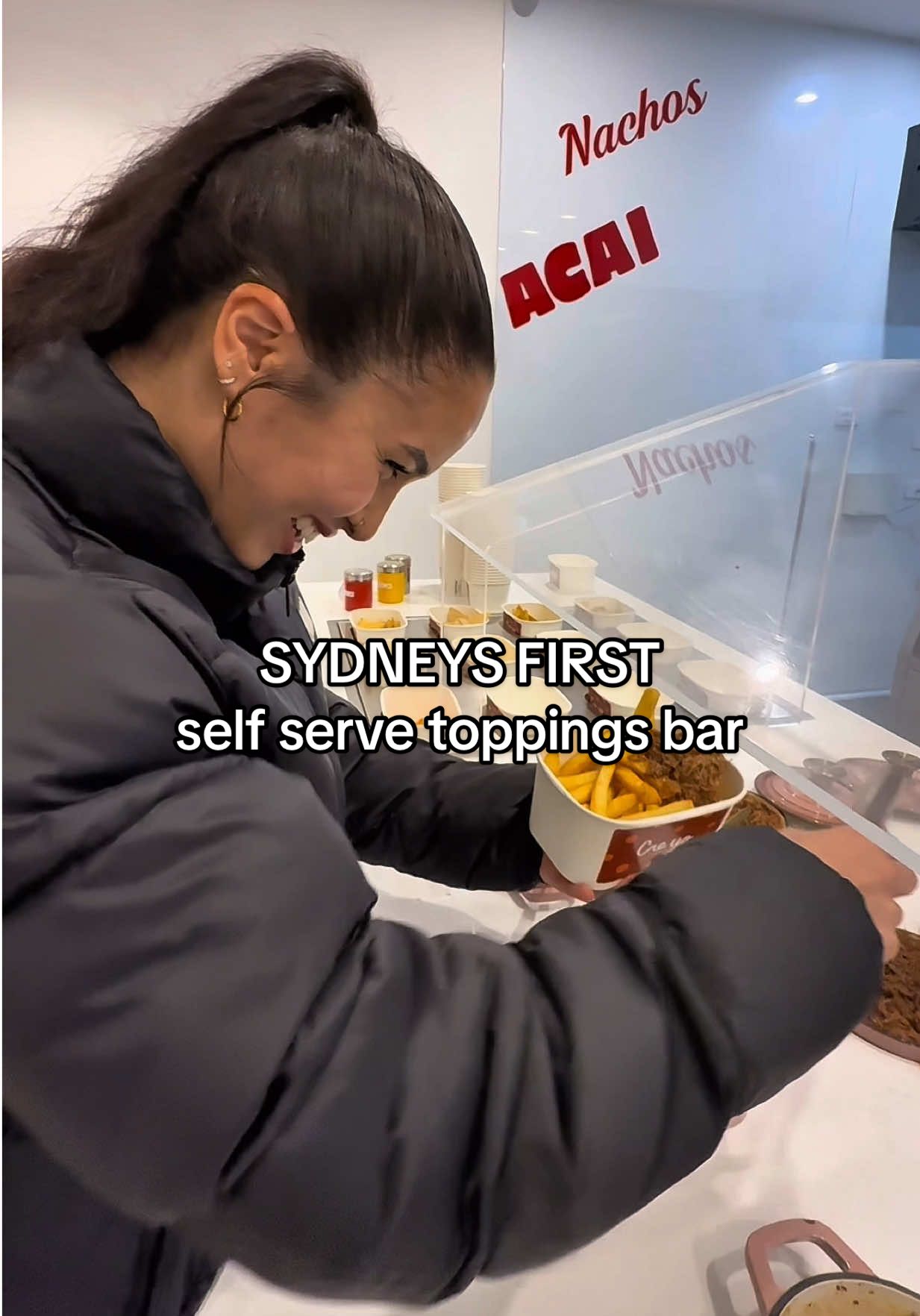 Self serve loaded fries, frozen yoghurt, soft serve, sorbet, and acai 🤯🤩  📍@Creyo Toppings Bar , Penrith  #creyotoppingsbar #selfserve #loadedfries #frozenyoghurt #sydneyfoodie 
