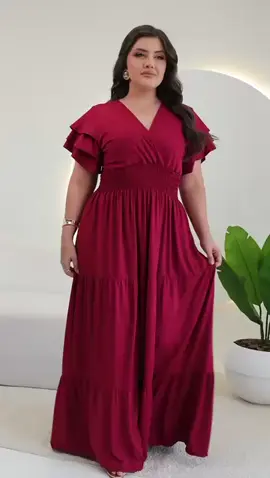 Dê uma olhada em Vestido Feminino Longo Social   Moda Evangelica Plus Size 3 marias manga con babado veste do 44 ao 50 Tendencia. LINK NA BIO  #viral #vestidos #AchadinhosDaShopee #vestidosdefiesta #modafeminina 