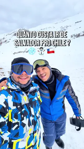 QUANTO CUSTA IR DE SALVADOR PARA O CHILE VER MUITA NEVE? ❄️🇨🇱 📍@skyairlinebr ✈️ Custo com voo: R$ 880 por pessoa (ida e volta saindo de Salvador) 📍@byhom.cl 🏠 Custo com hospedagem: R$ 2.300 (Airbnb – 5 diárias) 📍@katia_no_chile  Fechamos tudo com o ✨ Ela é uma brasileira que mora no Chile, resolveu tudo pra gente e fez a viagem ser super tranquila! 🧥 Aluguel de roupa: R$ 230 por pessoa 🏔️ Passeio para a neve: R$ 260 por pessoa 🌊 Passeio para Viña del Mar e Valparaíso: R$ 260 por pessoa 🎟️ Ingresso para o Costanera: R$ 97 por pessoa 🚖 Custo com Uber: R$ 150 🍽️ Custo com alimentação: R$ 850 💬 Comente aqui se você tem alguma dúvida e nós vamos responder! #salvador #valenevado #chile #santiago #neve 