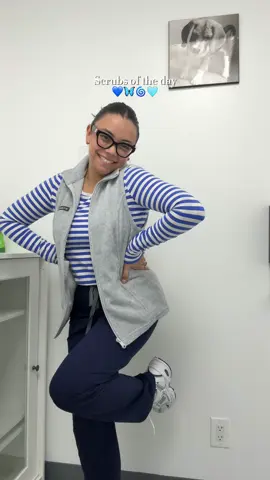 Scrubs but make it ✨cute✨ • @wearfigs Livingston high waisted Navy in Small @Columbia Sportswear fleece vest in Small @Amazon Fashion underscrub in medium  @New Balance 530 navy  #wearfigs #cutescrubs #newbalance #vettechlife #scruboutfit 