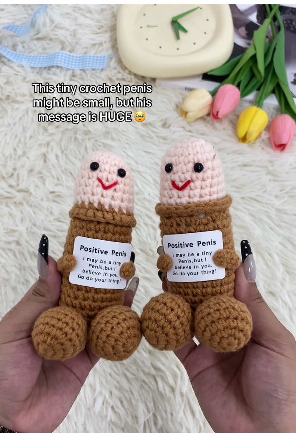 Whether you need a daily dose of encouragement or a hilarious gift for your bestie, this little guy is bringing big positive energy. The perfect chaotic vibe for birthdays, Valentine's, or just because💖✨#tiktokshoplabordaysale #spotlightfinds #giftideas #crochetdoll #funnygifts 