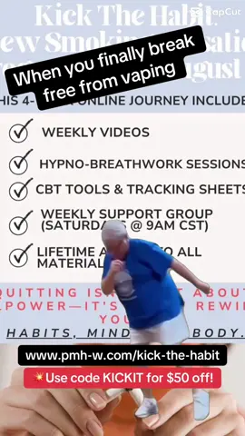 Kick The Habit  🚭Smoking Cessation Program  ✅Online ✅Self Paced ✅Practical Resources  ✅Educational videos ✅Hypnobreathwork Recordings  ✅Weekly Online Support Group (every Sat) Tell your vape and cigs goodbye and hello to a healthier future! www.pmh-w.com/kick-the-habit @Premier MH & Wellness  #MentalHealth #fyp #mentalhealthmatters #wellness #smokefree 