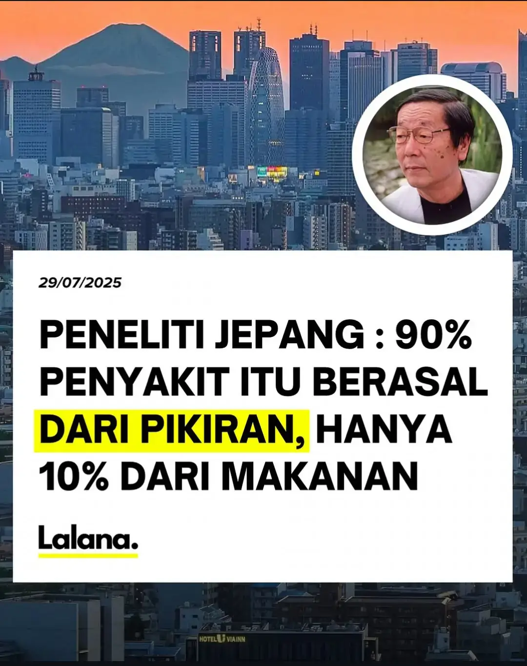 Dr. Masaru Emoto, peneliti asal Jepang menyatakan bahwa penyakit tidak hanya dipicu oleh makanan, tapi juga oleh pola pikir. Menurutnya, menjaga pikiran positif adalah kunci kesehatan optimal. Bahkan, ODGJ yang makan apa saja tetap bisa sehat, menunjukkan betapa pentingnya keseimbangan pikiran bagi tubuh. Pikiran negatif dan emosi yang tak terkendali dapat berdampak buruk bagi tubuh. Kemarahan selama 5 menit saja bisa menurunkan kekebalan tubuh beberapa jam. Meski penelitiannya dikritik karena tak mengikuti metode ilmiah dan dianggap pseudoscience, gagasannya tetap menarik perhatian publik karena memicu diskusi soal hubungan antara pikiran, emosi, dan kesehatan fisik. Gimana menurut kalian? 🤔 #LALANA #infoterkini #fyp #viral 