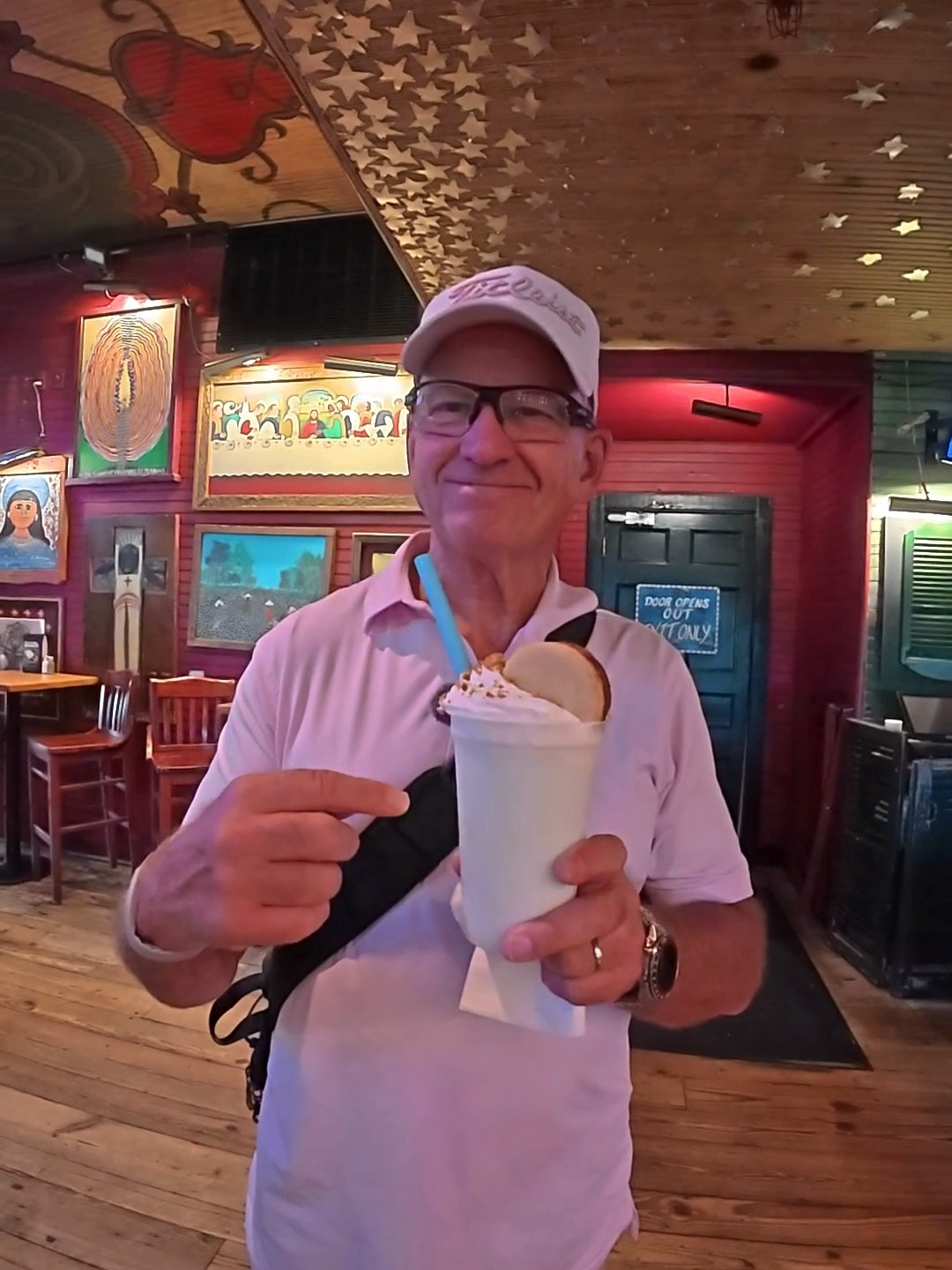 At the very beginning of our shopping spree at Disney Springs, Scott spotted the Flavors of Florida menu at House of Blues and said, ‘We should totally come back after dinner for that Key Lime Pie milkshake.’ 🥤🍋 I laughed and told him he could probably twist my arm into it… but let’s be honest, it didn’t take much convincing. After our dinner date, here we are—back at House of Blues with that milkshake in hand. And let me tell you… it was so worth it. ✨ #disneyworld #disneysprings #disneyfoodie #disneyspringsfood