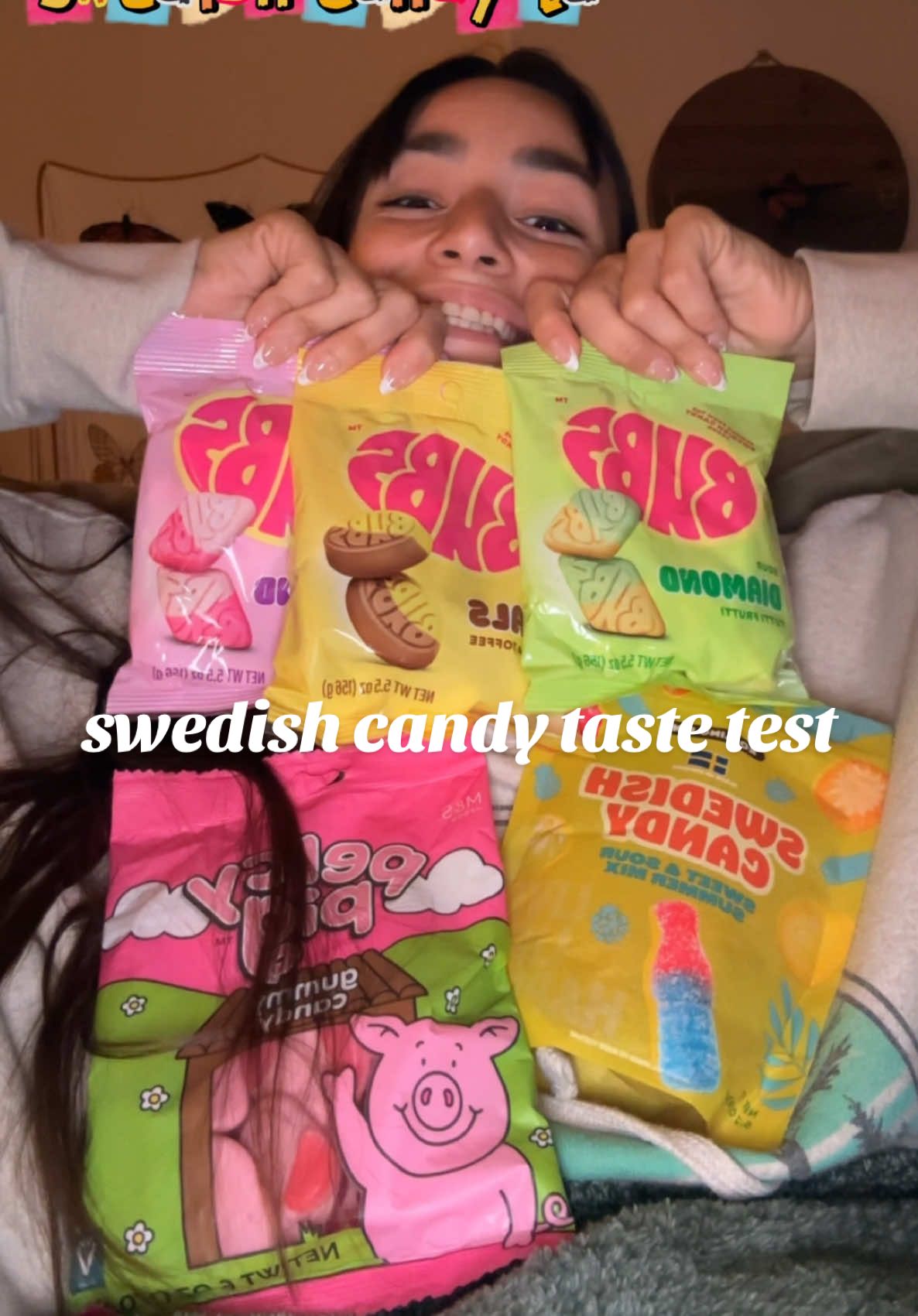 enjoy this little facetime taste test with us 🤭 swedish candy texture is like a cross between a gummy and a marshmallow 🍬 similar to the more commonly found candy - swedish fish! #swedishcandy #tastetest #tryitwithtiktok #bubscandy #candyreview 