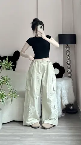 Quần dù túi hộp #bycamcam #review #oufit #fyp 