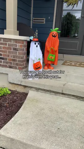 You want to go all out for Halloween this year… but you’re raising sensitive little pumpkins 🎃.  My kids love these Halloween decorations so much they even named them. They even have weighted feet, posable arms, and bags that hold candy! #spookyseason #halloween2025 #funnymom #kidfriendly #halloweendecor 