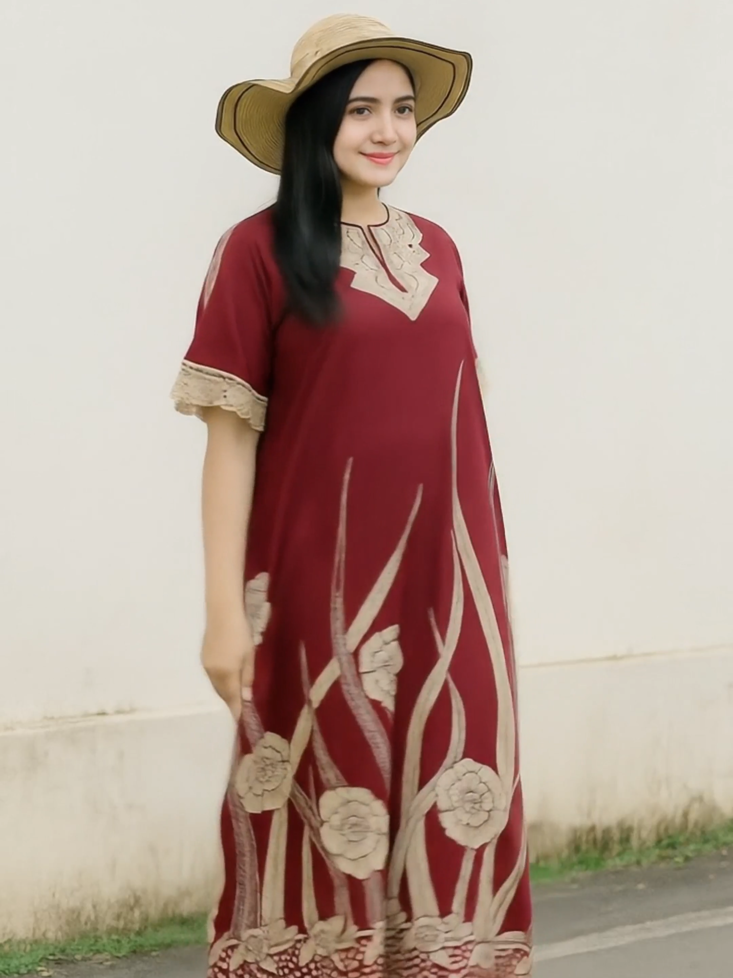 Daster renda murah berkualitas Panjang Santai Wanita Busui Bumil bahan Rayon Motif ilalang #daster #jumbo #busui