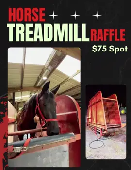 	🚨 🧇HORSE TREADMILL 🧇! 🚨  Only $75 a spot —100 spots! Pick ☝🏽  Take your horse training to the next level. Every barn needs one, don’t miss this chance! 