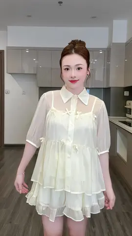 Set Áo Đũi Tay Bồng Kèm Yếm 2 #setnu #setaonu #xuhuongtiktok 
