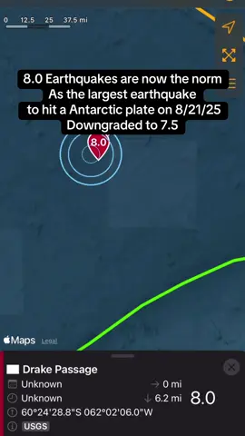 7.5 earthquake drakes passage 8/21/25 #antartic #earthquake #drakespassage #chile 