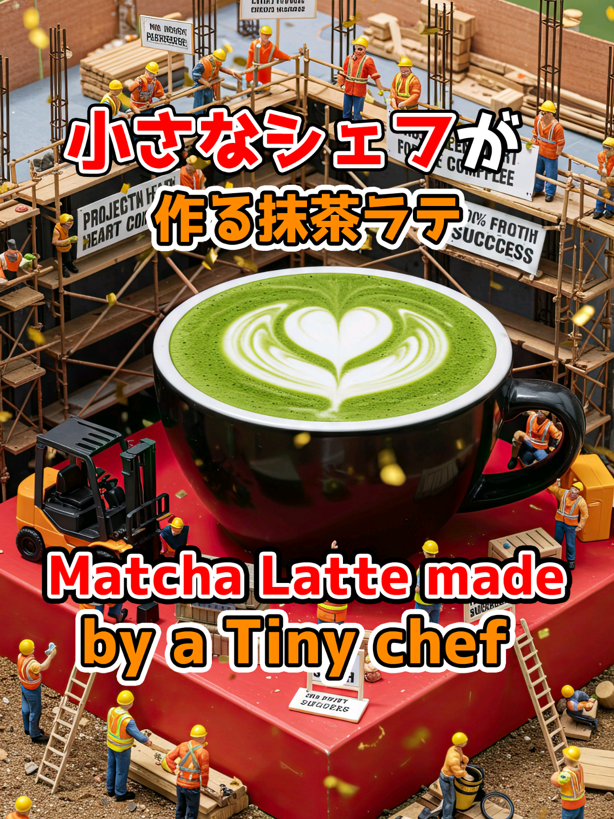 When construction workers build… a Matcha Latte!? 🍵✨小さな工事現場から誕生するのは…抹茶ラテ！？🍵✨#miniatureworld #Tinychef #AI動画 #抹茶ラテ 
