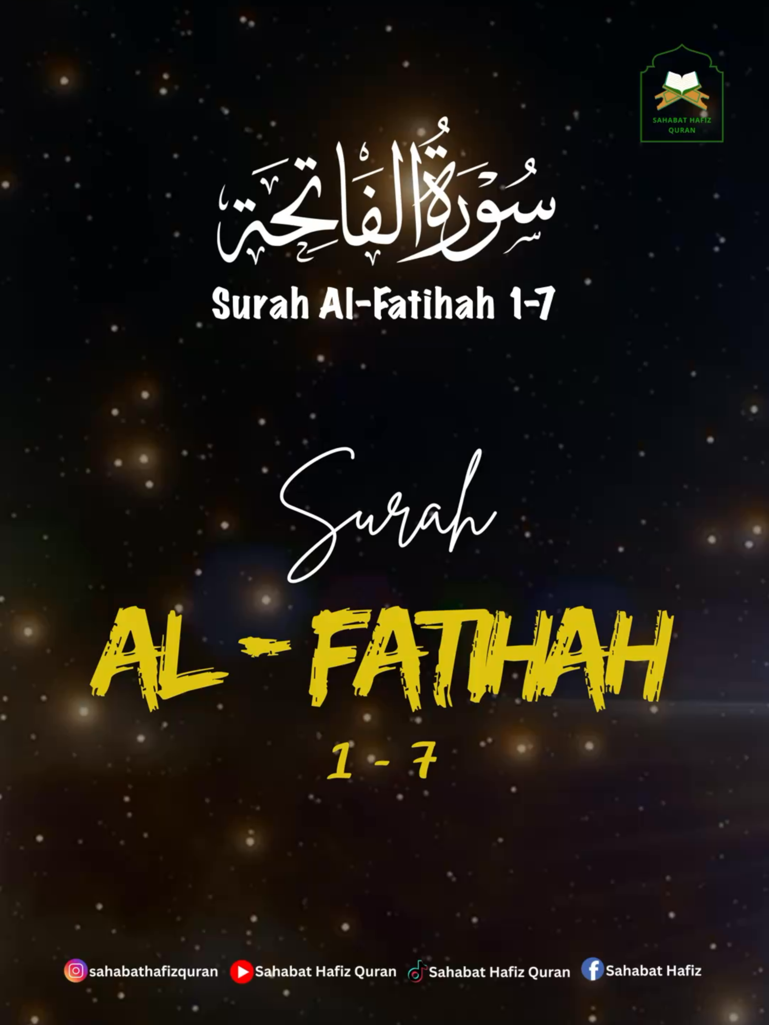Surah Al-Fatihah full #alfatihah #surahalfatihah  #sahabathafizquran #foryou #quote