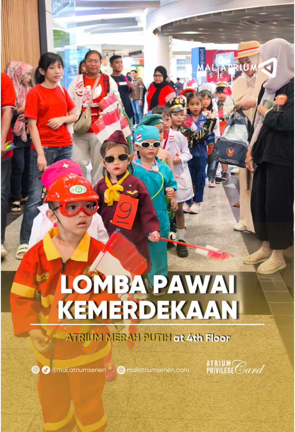 Suasana 17-an jadi makin seru di Mal Atrium Senen 🎉🇮🇩 Pawai & Fashion Kemerdekaan sukses bikin lantai 4 meriah dengan lebih dari 20 peserta yang tampil penuh gaya dan semangat! #AtriumMerahPutih #MalAtriumSenen #WajahBaruSenen #AtriumPrivilegeCard