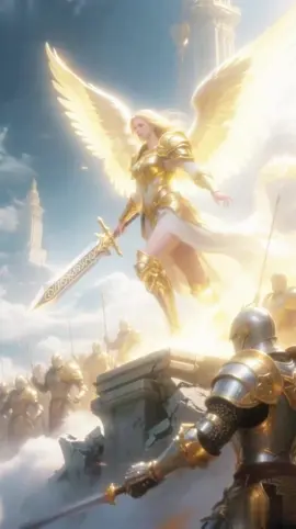 Angel army,ready to fight for God at all times.#heaven #aigenerated #faith #creed #angel #army #armor #battle #fightforgod #honor #jesus #viralvideos #foryoupage #wolink 