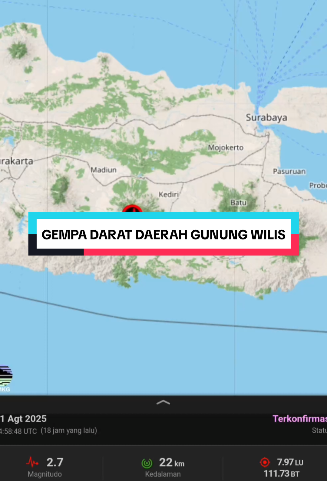 GEMPA DARAT TERUS TERJADI DI INDONESIA , DENGAN SKALA KECIL GEMPA MENGGUNCANG WILAYAH JAWATIMUR DENGAN SEKALA 3 SR KEDALAN 14 KM ... TETAP WASPADA GEMPA SUSULAN YANG KAPAN KAPAN BISA TERJADI TANPA BISA KITA KETAHUI SECARA PASTI ... #gempadarat #gempabumihariini #gunungwilis #jawatimur #fyp 