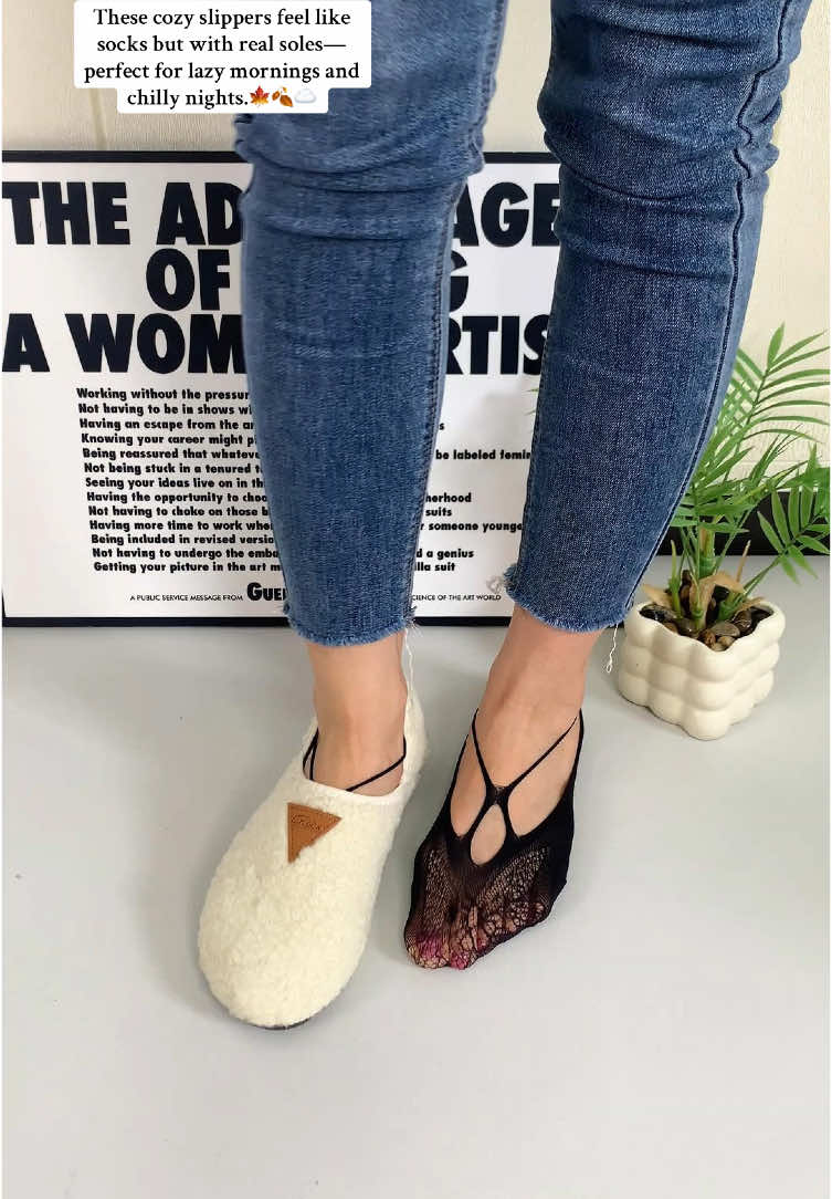 These cozy slippers feel like socks but with real soles—perfect for lazy mornings and chilly nights.🍁🍂☁️ #CozySlippers #SockShoes #HouseShoes #FallComfort #WinterSlippers #IndoorOutdoorShoes #WarmHomeStyle #WomensSlippers #ComfyFootwear #HomeStyleEssentials 