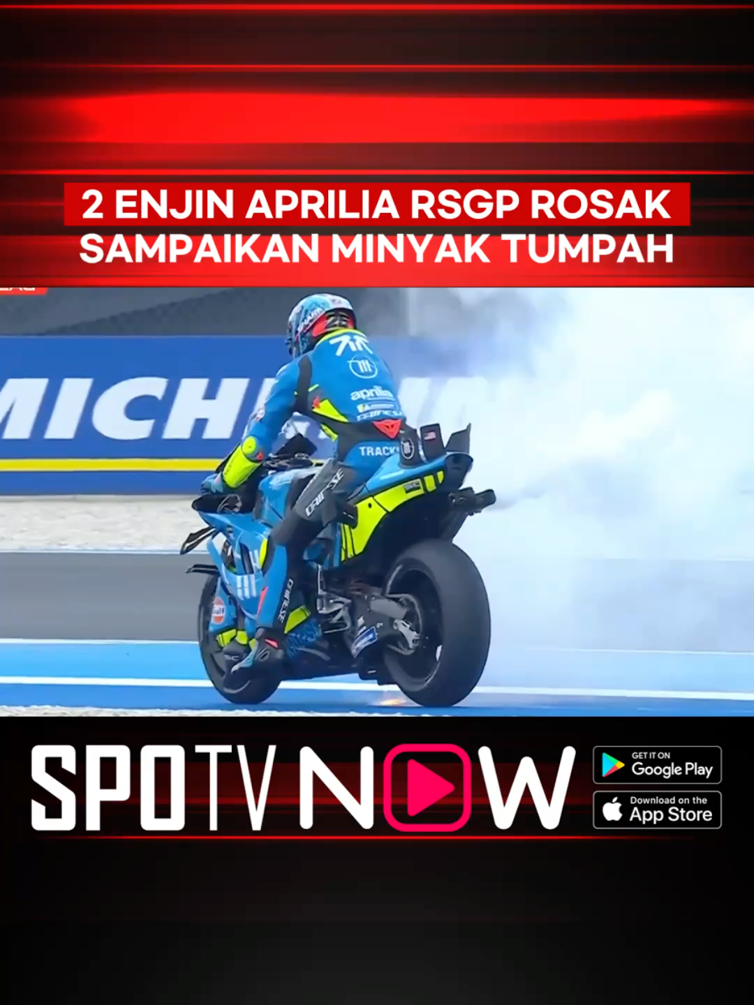 #MotoGP - Masalah enjin Aprilia RSGP pulak! Dua jentera tersadai, minyak tumpah & bendera merah dikibarkan 🚩 Strim #HungarianGP di #SPOTVNOW! #SPOTVMY Langgan Pek Motorsport untuk akses tanpa had! #SukanDiTikTok