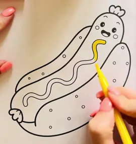 ASMR Fine line markers. Hot dog coloring 🌭 #colorwithme #asmrcoloring #fyp #coloringbook #coloring 