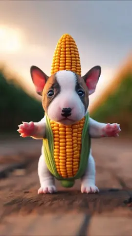 Corn Bull Terrier Dance #ブルテリア #犬ダンス #とうもろし #Corn #bullterrier 