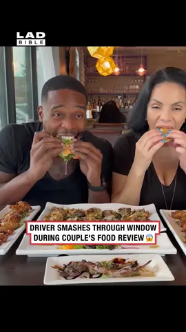 They were filming a food review when a car smashed through the window 😮 (🎥: @ninaunrated via Storyful)