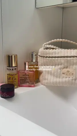 ✨ ’Twas the night before Recruitment Day… and our glow is #RushReady 💕  #RushTok #RushReady2025#SororityRecruitment #BackToCollege #Beauty #FrenchBeauty #NuxeUSA #Nuxe #BeautyTok #Glow #HuileProdigieuse